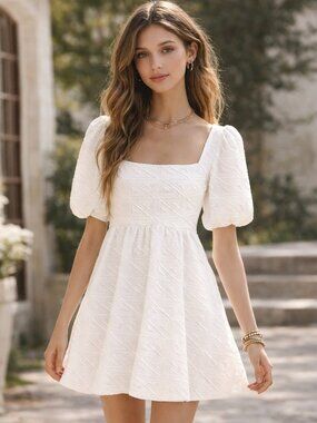 Free People White Textured Mini Dress – Size Small